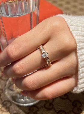 蕾迪高定新品0.8克拉戒指意大利工艺香槟金色