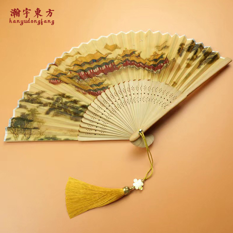 送女士礼品古典丝绸折扇6寸中国风扇随身携带道具配汉服故宫礼物