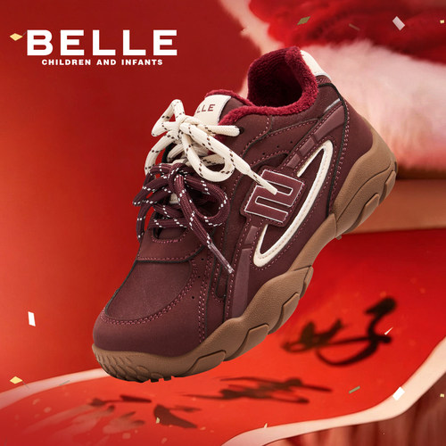 百丽官方正品女童加绒德训鞋