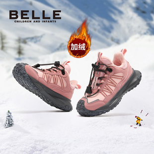 儿童老爹鞋 百丽童鞋 户外休闲运动鞋 加绒加厚保暖粉色冬季 女童棉鞋