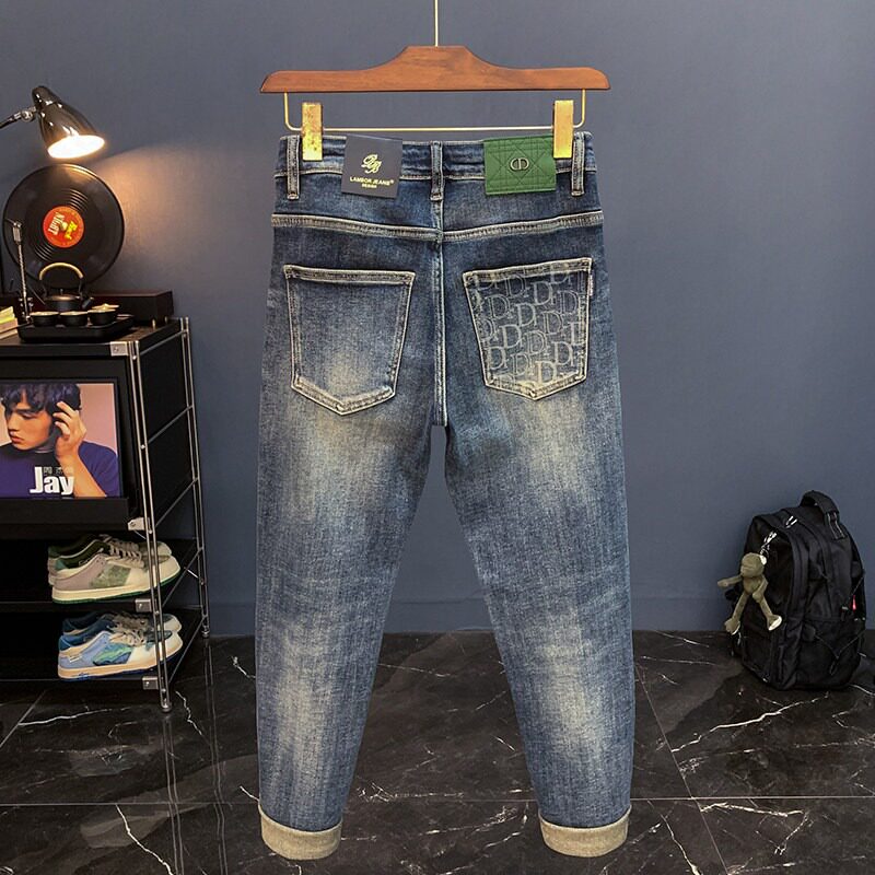 欧版潮牌男修身小脚显瘦牛仔裤