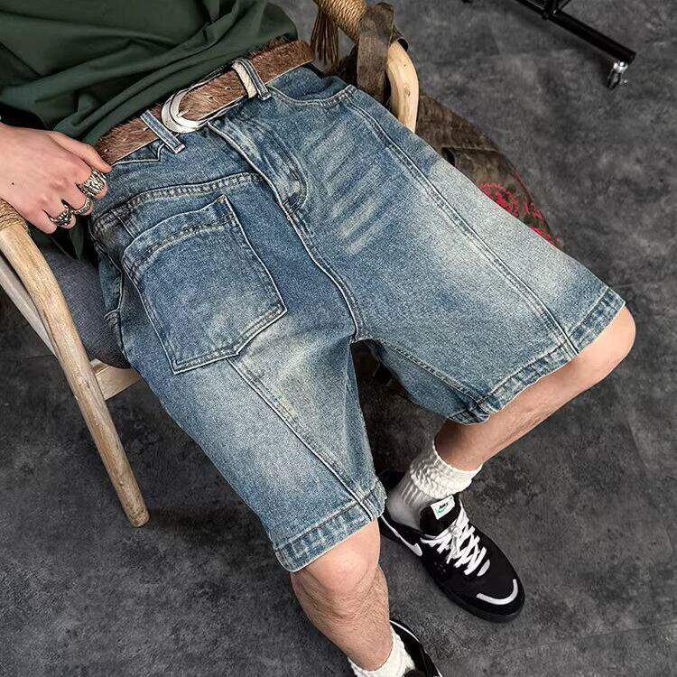 美式水洗复古工装牛仔短裤男夏季