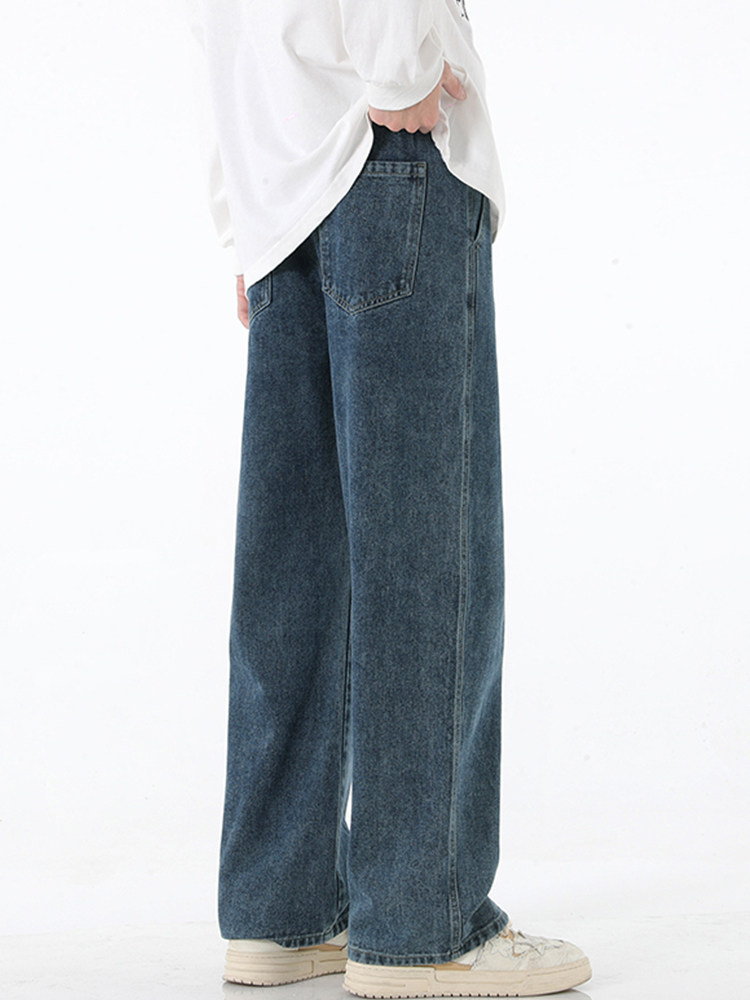 VINTAGE JEANS MENS SPRING AND AUTUMN TRENDY BRAND HIGH STREET STRAIGHT WIDE-LEG PANTS YOUTH AMERICAN CASUAL PANTS MEN