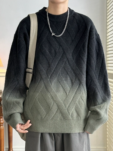 Цветной демисезонный свитер, трикотажная рубашка, шерстяная куртка, градиент