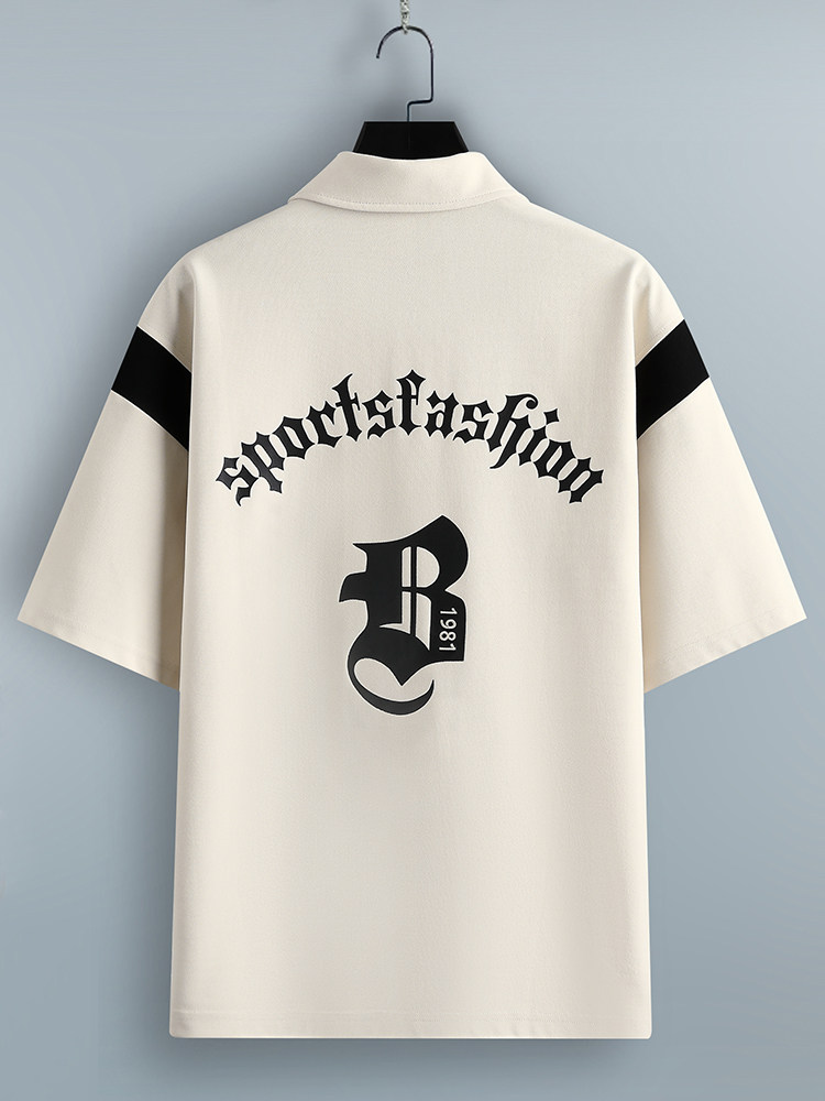 ICE SILK POLO SHIRT MENS SHORT SLEEVE SUMMER LOOSE CASUAL LAPEL T-SHIRT MENS FASHION BRAND SIMPLE PRINT HALF SLEEVE T-SHIRT T