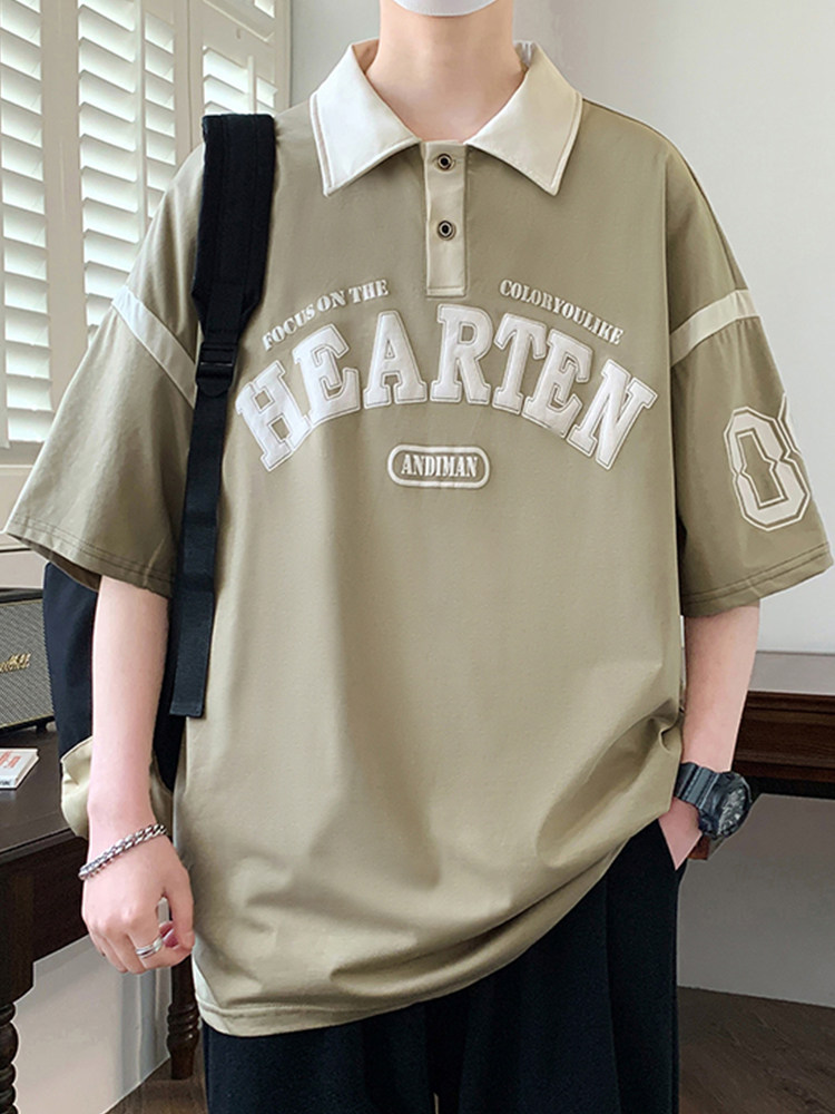 AMERICAN POLO SHIRT SHORT SLEEVE MENS SUMMER FASHION BRAND 2024 NEW COLOR CONTRAST LAPEL T-SHIRT THIN LOOSE CASUAL TOP T