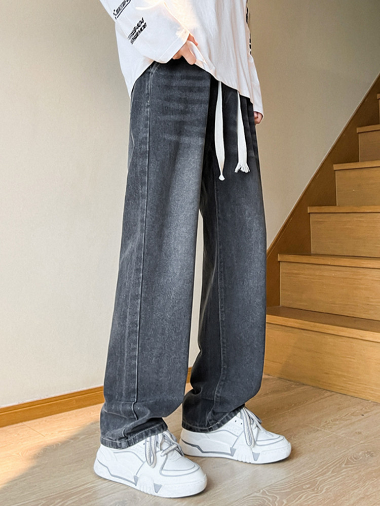 AMERICAN JEANS MENS SPRING AND AUTUMN LOOSE STRAIGHT-LEG WIDE-LEG PANTS MENS TRENDY BRAND WASHED RETRO CASUAL LONG PANTS