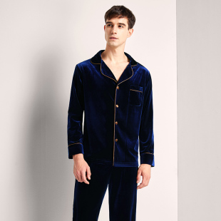 保暖套装 长袖 秋冬薄款 加大码 青年家居服 春秋季 男式 金丝绒睡衣男士