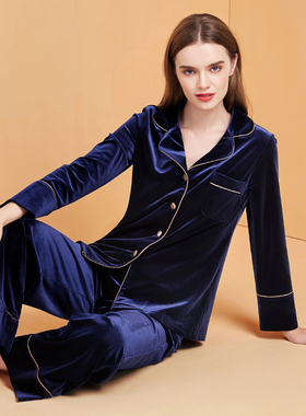 2025新款高级感秋冬睡衣女春秋金丝绒睡衣女长袖两件套家居服套装