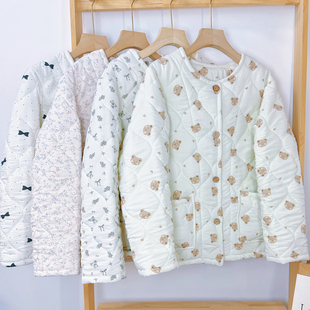 睡衣秋冬款夹棉轻盈宽松休闲保暖家居服单上衣卡通碎花打底可外穿