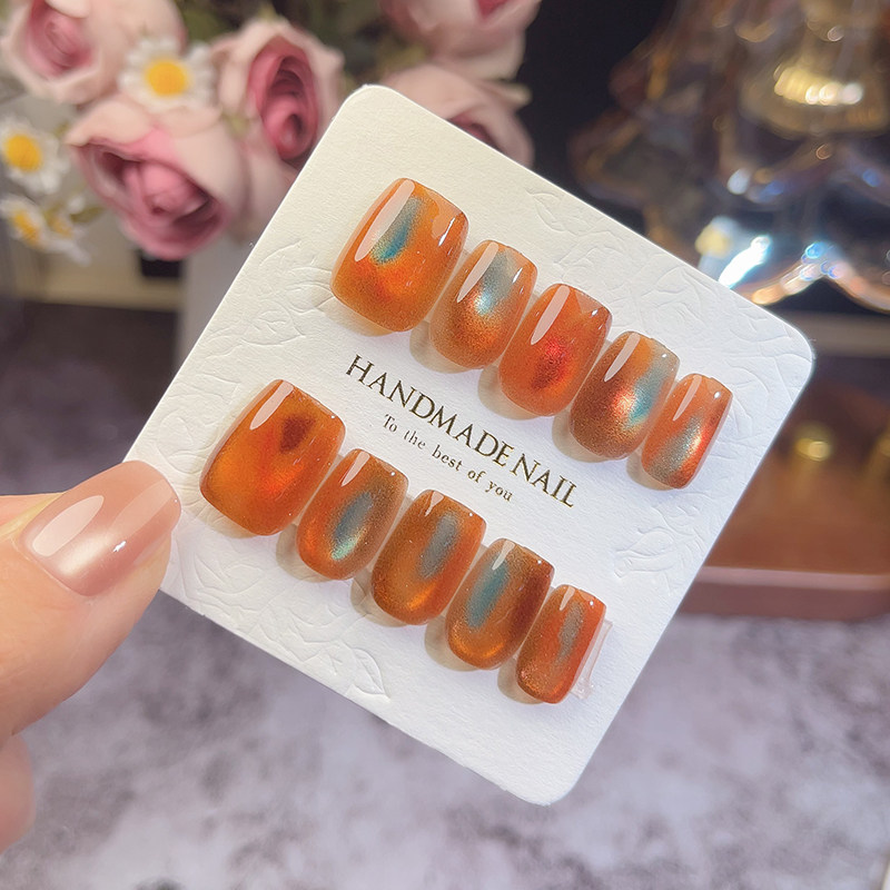 2025年新款纯手工穿戴甲短款猫眼高级感美甲贴片成品假指甲指甲贴,彩妆/香水/美妆工具,穿戴甲/甲片,淘宝优惠券,粉丝福利购,淘宝优惠卷