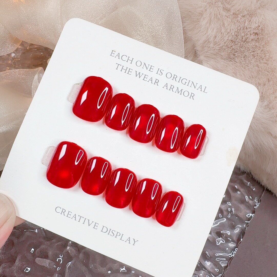 2026年新款轻奢红色穿戴甲短款美甲贴片可拆卸指甲贴片手工甲猫眼,彩妆/香水/美妆工具,穿戴甲/甲片,淘宝优惠券,粉丝福利购,淘宝优惠卷