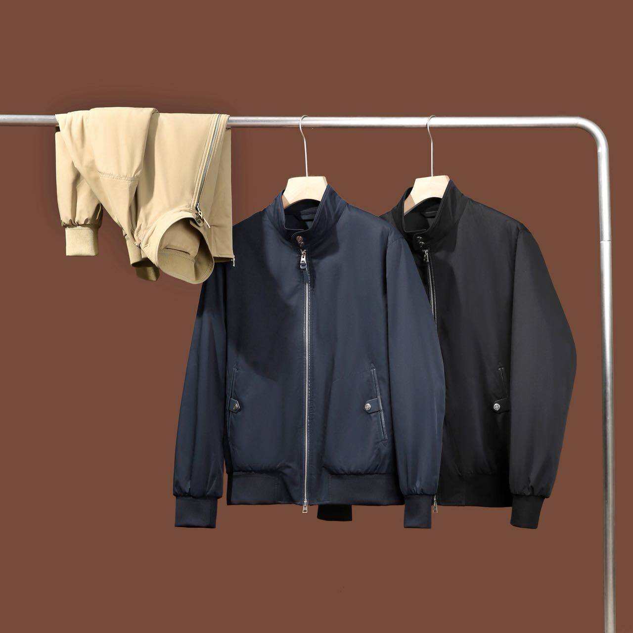 商务休闲立领拉链夹克男春秋季高级感哈灵顿外套飞行员夹克