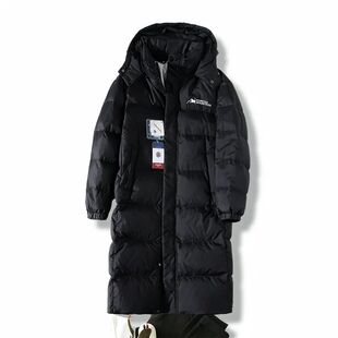 蓄热防泼水~90%鸭绒 蓬松保暖 内里石墨烯发热情侣长款连帽羽绒服