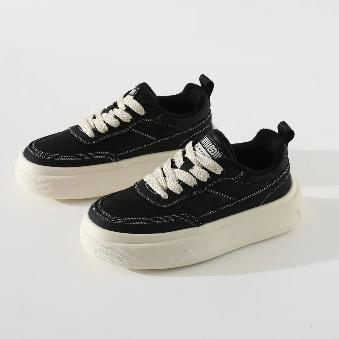 加绒保暖潮流百搭厚底板鞋男士鞋子秋冬款隐形增高鞋男鞋