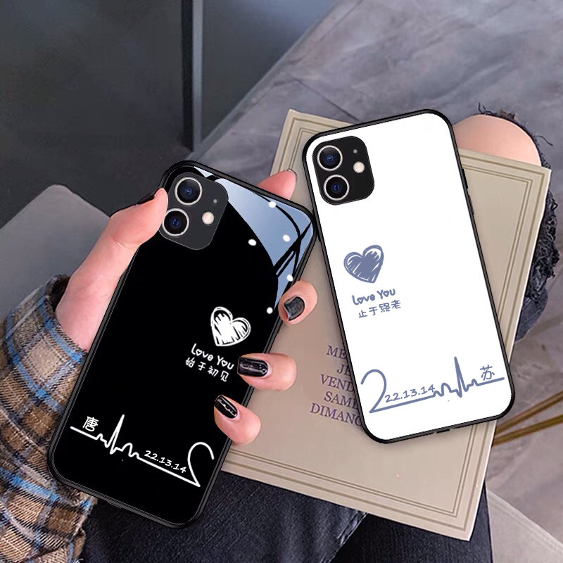 始于初见情侣手机壳任意机型定制适用oppo华为nova7苹果14小米11