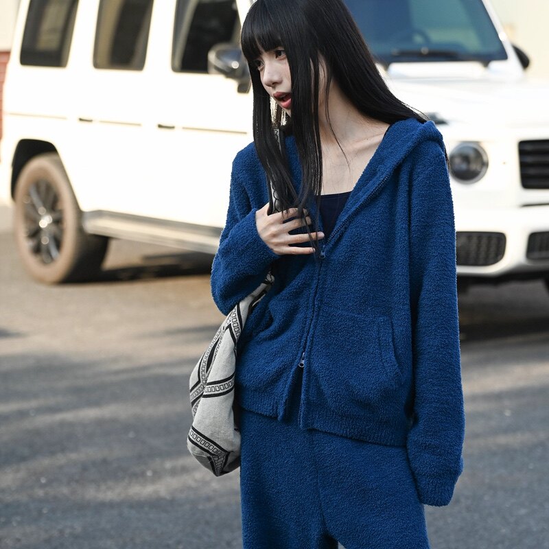 半边绒卫衣外套装毛茸茸/不止家居服睡衣女款可外穿2026秋冬薄绒