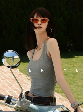 斯哈内搭外穿吊带白色类挂脖工字美式背心女灰带胸垫一体上衣打底