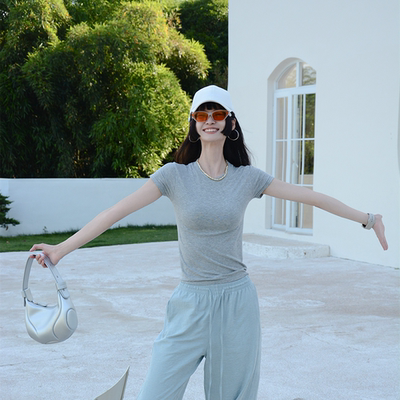 大弹力软糯亲肤！正肩辣妹短袖