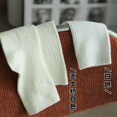 INNER YES奶油色yyds显腿直黑色中筒袜纯色奶白袜子女潮夏秋