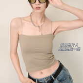 两耳光假日纸片人 打底吊带小背心女士内搭美背文胸一体夏带胸垫