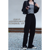 小黑裤 小神裤 两耳光百搭显瘦直筒休闲运动辣妹拖地长裤 子女