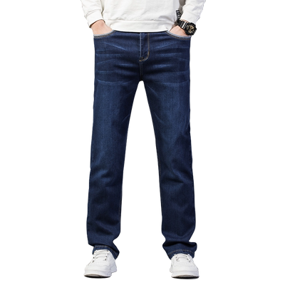 宽松直筒牛仔裤嘎嘎诺布弹力拉链
