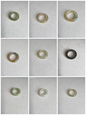 天然岫玉冰料水墨花玉戒指指环戒圈跑环配饰饰品吊坠JZ112-120