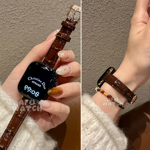 竹节纹亮面皮质高级感表带
