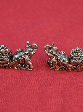 大象大象工艺品拉黄铜拉车如意