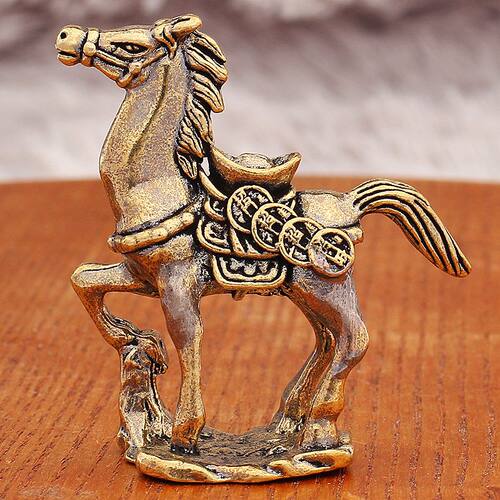 工艺品老小纯铜古玩马桌面黄铜