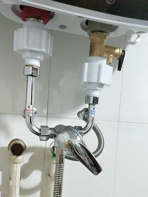 全铜电热水器混水阀明装开关冷热混合阀u型出水龙头淋浴花洒配件