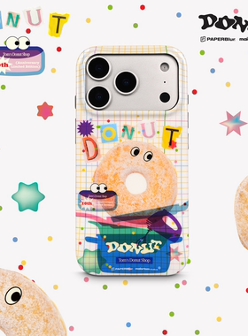 major tom原创甜甜圈可爱半包亮面黑边大孔软壳imd苹果17promax趣味俏皮卡通iphone16pro手机壳防摔