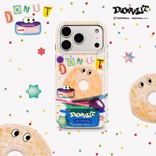 major tom原创甜甜圈可爱半包亮面黑边大孔软壳imd苹果17promax趣味俏皮卡通iphone16pro手机壳防摔