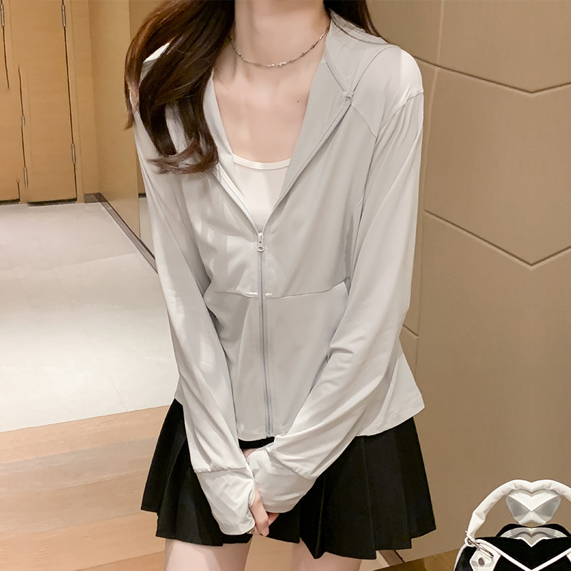 冰丝原纱磁疗防晒衣女防紫外线2025新款修身外套冰蛮腰防晒服夏季