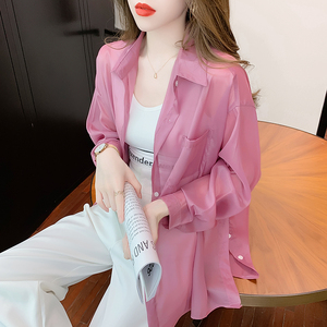 天丝防晒衣女款2024新款衬衫防紫外线防晒服衬衣开衫透气上衣夏季