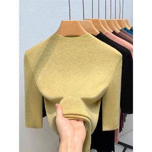 羊毛半高领中袖打底衫女秋季小香风内搭奢华大牌高端七分袖上衣