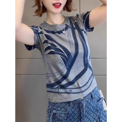 欧货正肩短袖T恤女装夏季2025新款大码洋气减龄今年流行爆款上衣