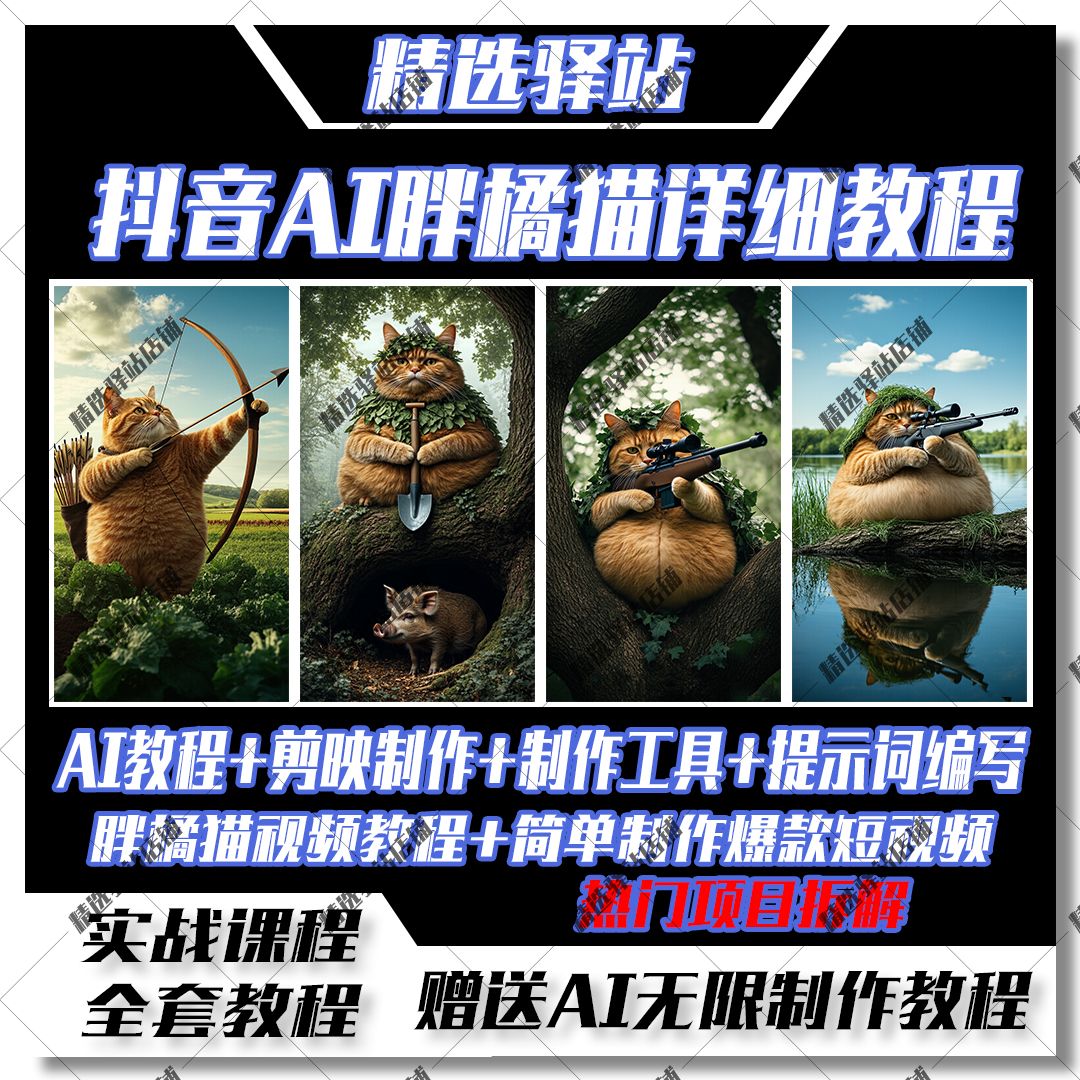 抖音快手AI胖橘猫剧情类制作方法最新版教程爆款短视频教程完整版