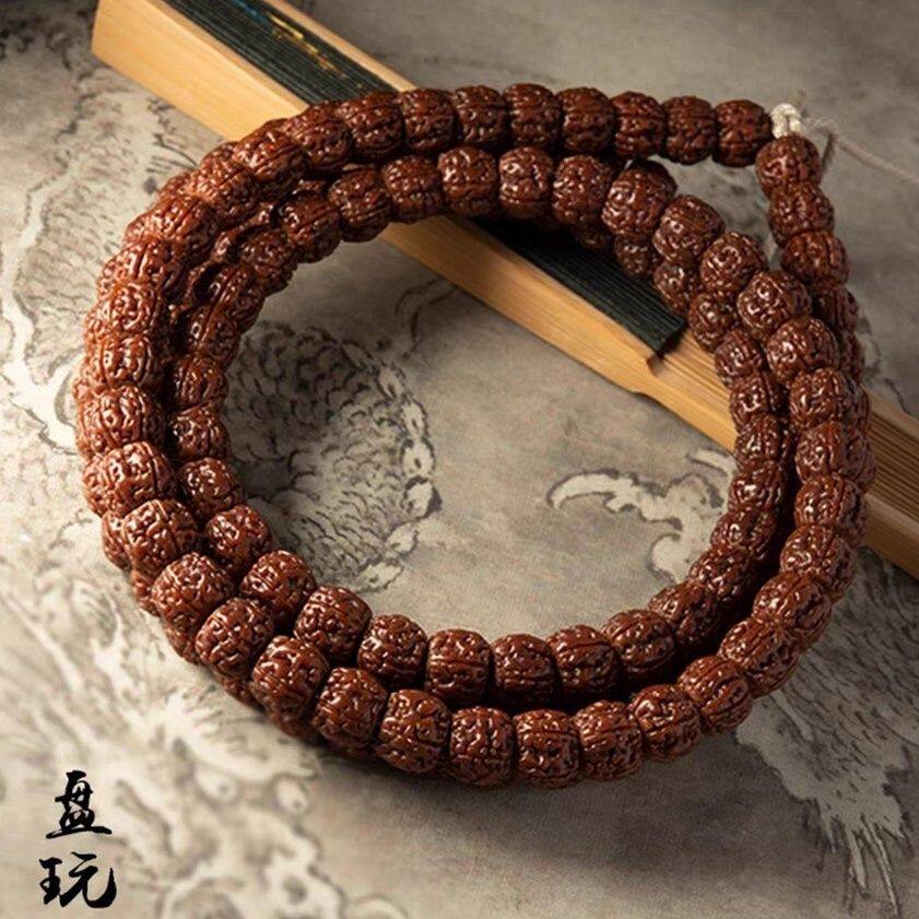 老树纯正一代盘龙纹小金刚菩提勿里达藏式直切佛珠念珠紫金鼠手串
