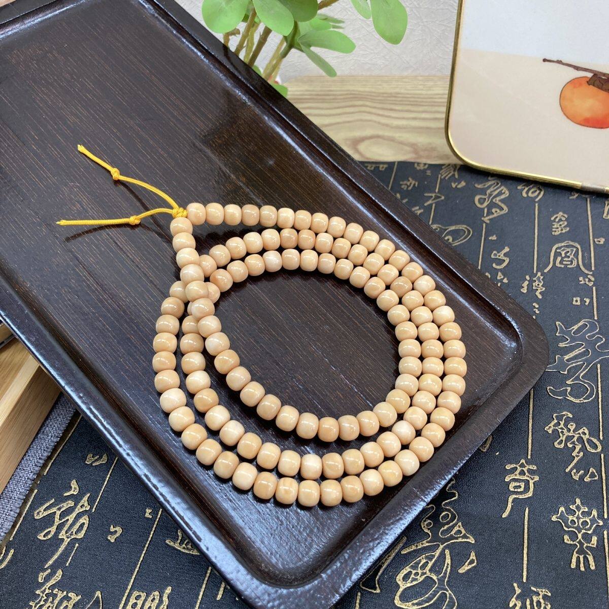 龙脊菩提6mm老型桶珠鸡蛋黄108颗真龙脊手串佛珠