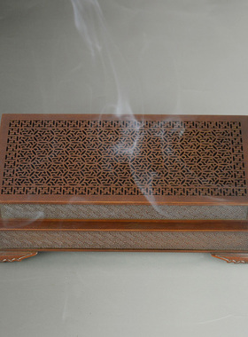 紫铜线香炉大八宝朝冠耳香熏印铜香炉仿古家用居室供奉纯铜卧香炉