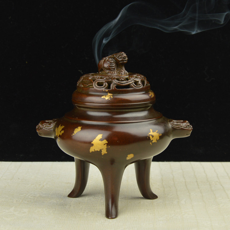 纯铜香炉三足高脚熏香炉家用室内香薰炉
