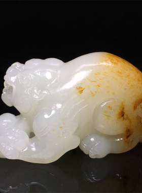 新疆和田玉貔貅把件白玉山流水件玉石文玩瑞兽手玩件