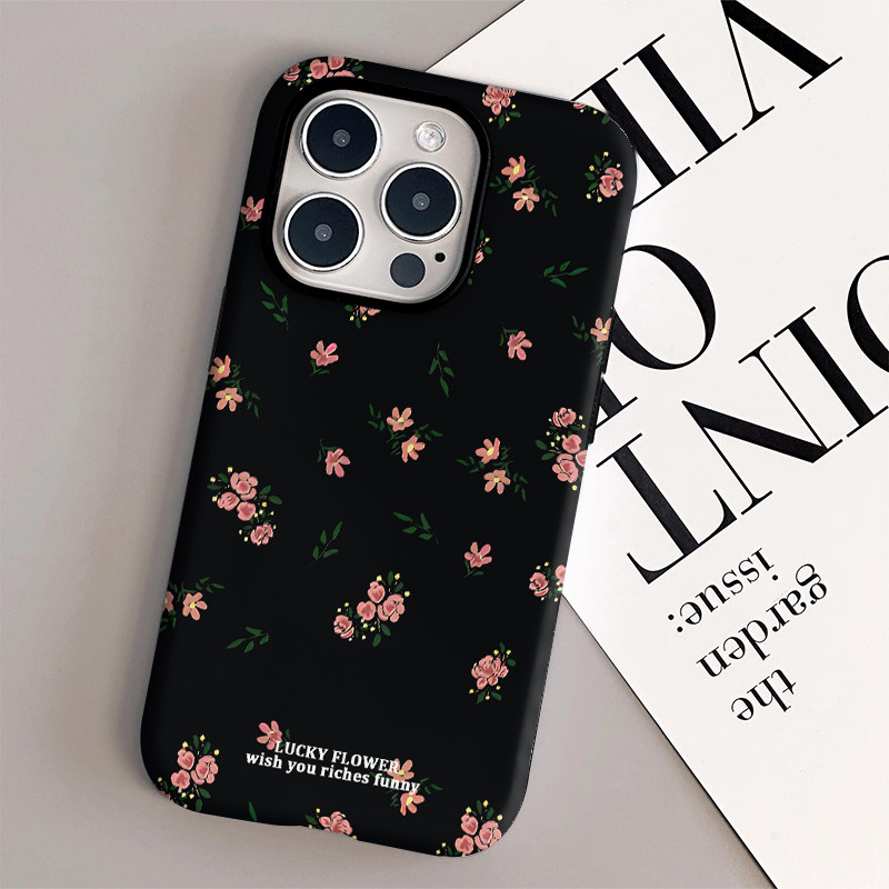 Apple苹果适用苹果15黑花手机壳