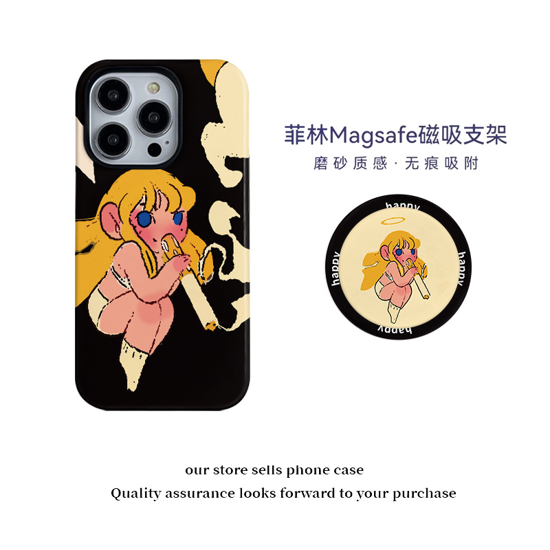 苹果菲林手机壳吸烟女孩