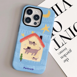 壳壳大世界ins蓝调狗房子适用苹果iphone16pro手机壳15新款12Pro硅胶14pro小众15菲林二合一光面13软壳14防摔