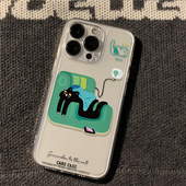 壳壳大世界绿沙发插头猫咪适用苹果15手机壳14pro卡通12硅胶套13防摔15pm透明13p高级感15pro小众11p软壳16壳
