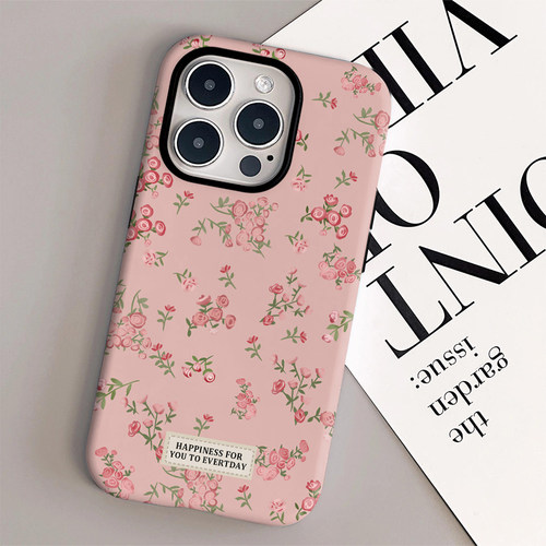 Apple适用苹果15满屏粉花手机壳