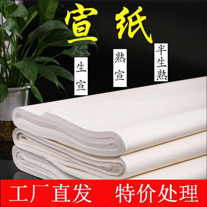 书法宣纸专用四尺三尺加厚宣纸生宣半生熟熟宣毛笔书法国画专用山